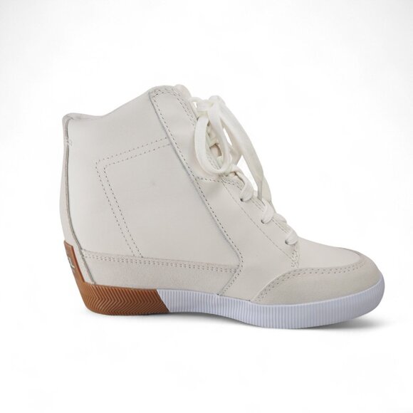 Sorel Out N About Hidden Wedge Leather Boots Women's 7 White / Gum NL4596-125 - Picture 7 of 12